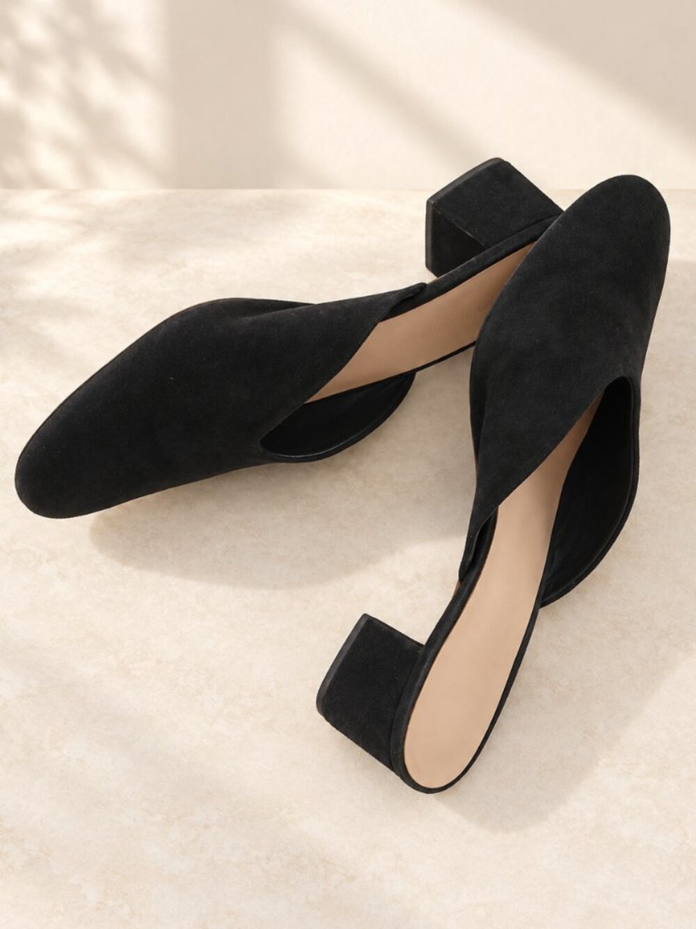 Loeffler Randall Black Suede Closed Toe Block Heel Mules Size 8B